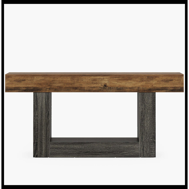 63" Wooden Console Table, Farmhouse 2-Tier Sofa Table Entryway Table, Black