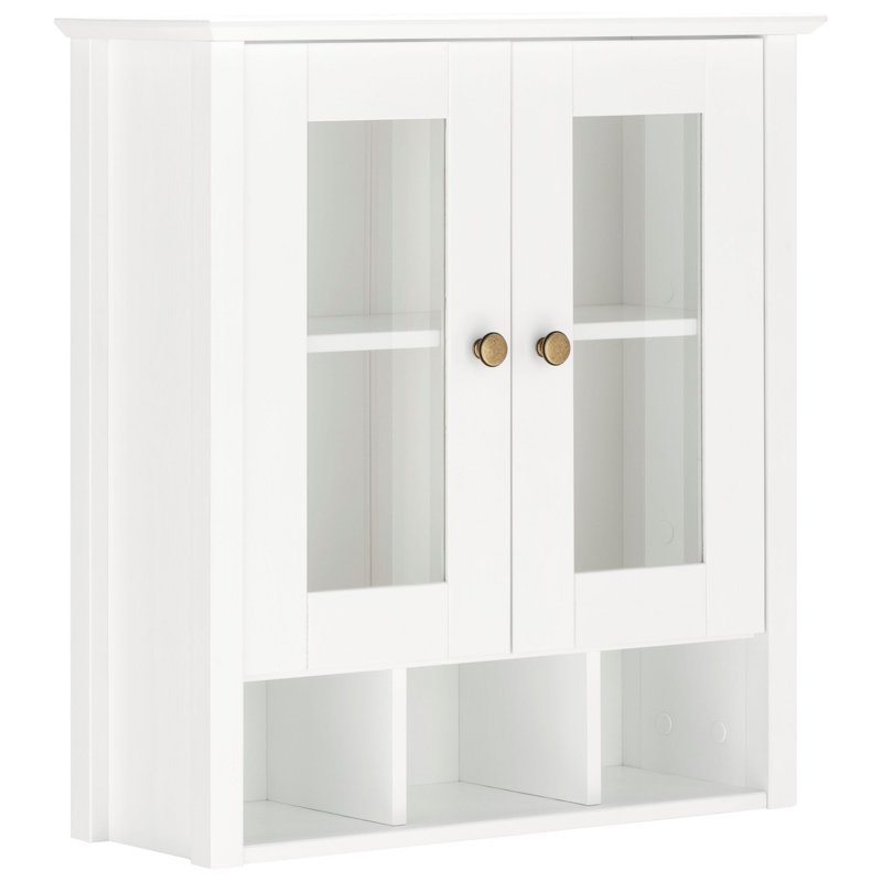 Aymen Solid Wood Wall Bathroom Storage Furniture Set, White