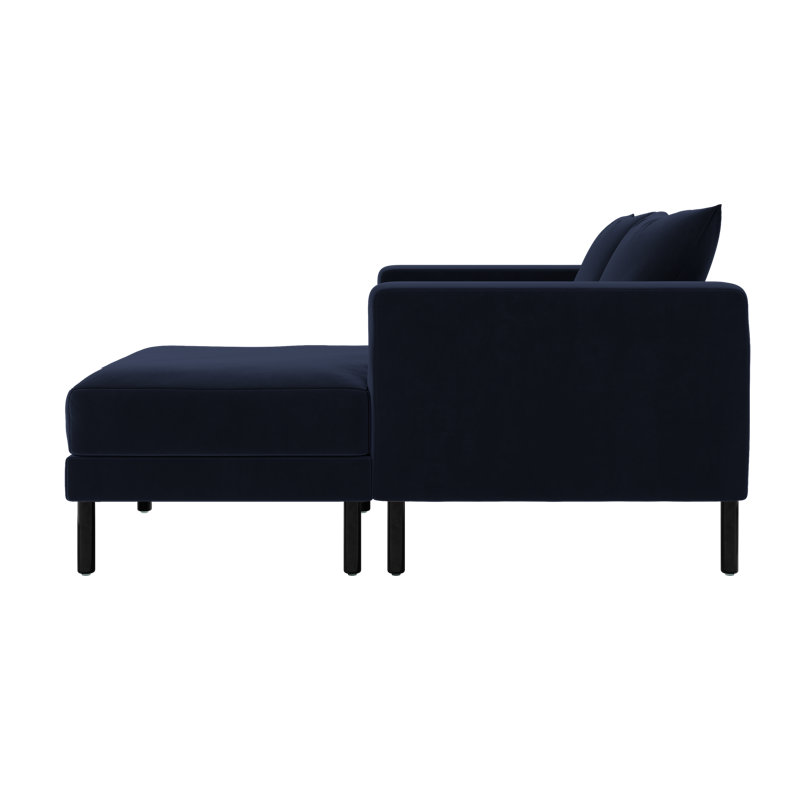 Essential Loveseat Sectional, Indigo Recycled Velvet, Metal