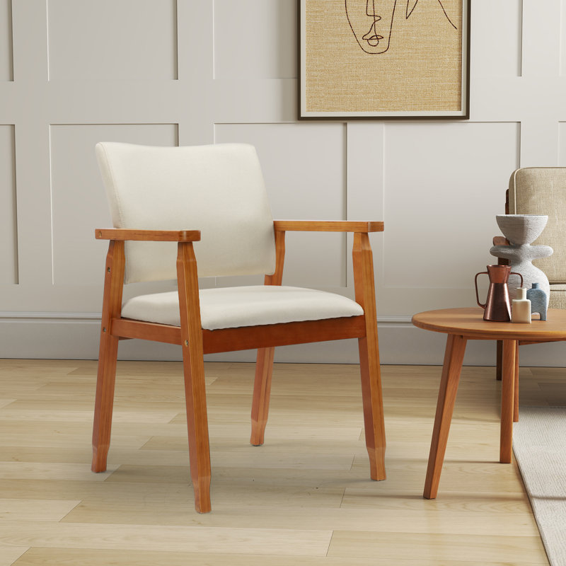 Actrice 18.5'' H Tufted Upholstered Beech Armchair, Beige Fabric