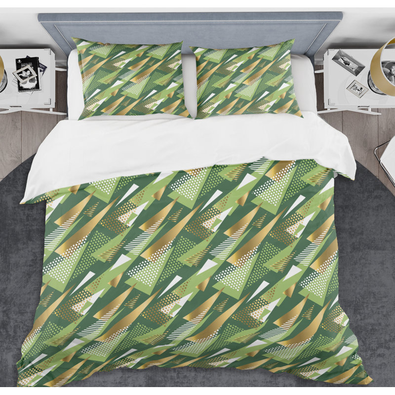 Modern & Contemporary Polyester Twill Geometric Shapes Duvet Cover, King Duvet Cover + 2 Shams