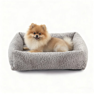 Coussin pour chien et chat à imprimé léopard vintage, coussin moelleux en fausse fourrure de lapin avec housse amovible et lavable et base antidérapante