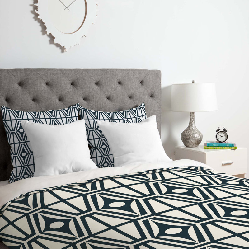 Heather Dutton Polyester Geometric Shapes Duvet Cover, Queen Duvet Cover + 2 Standard Shams