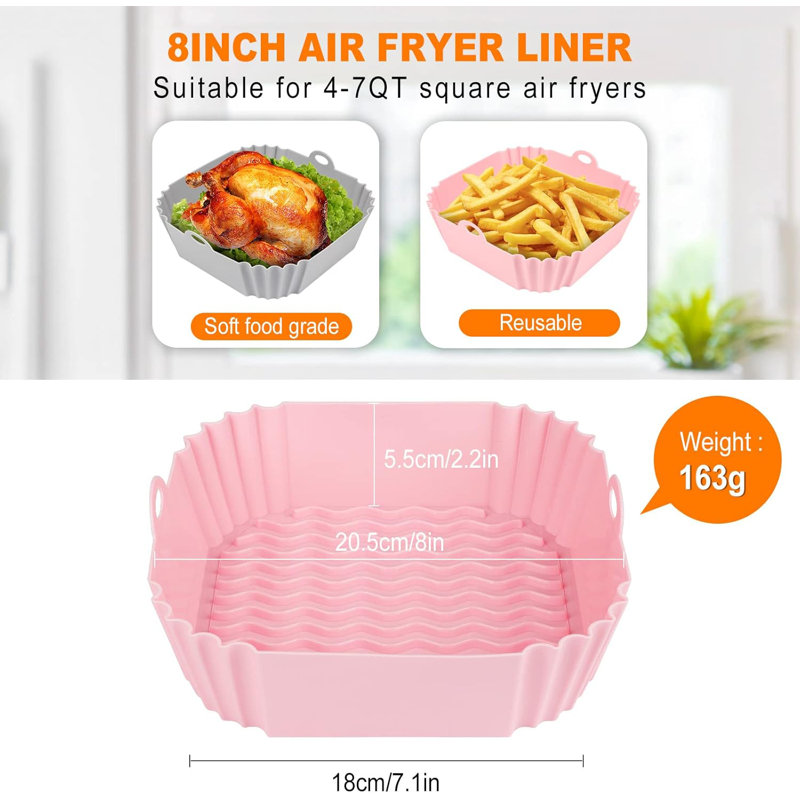 2pcs 8" Reusable Silicone Air Fryer Liners