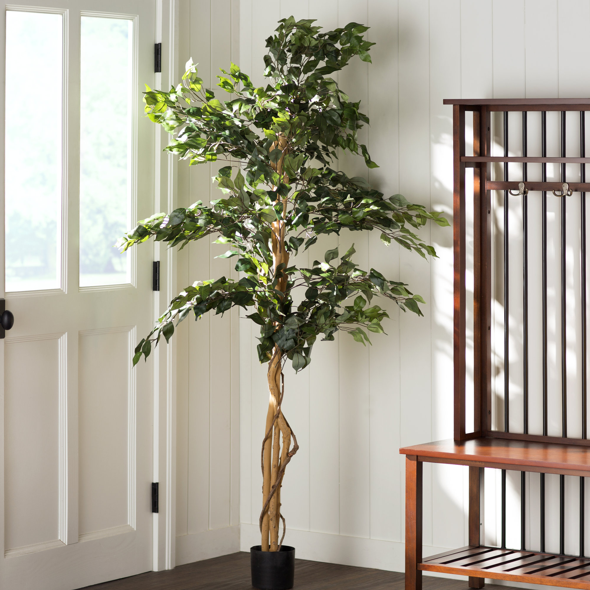 Faux Ficus Tree in Planter, 60" H x 33" W x 33" D