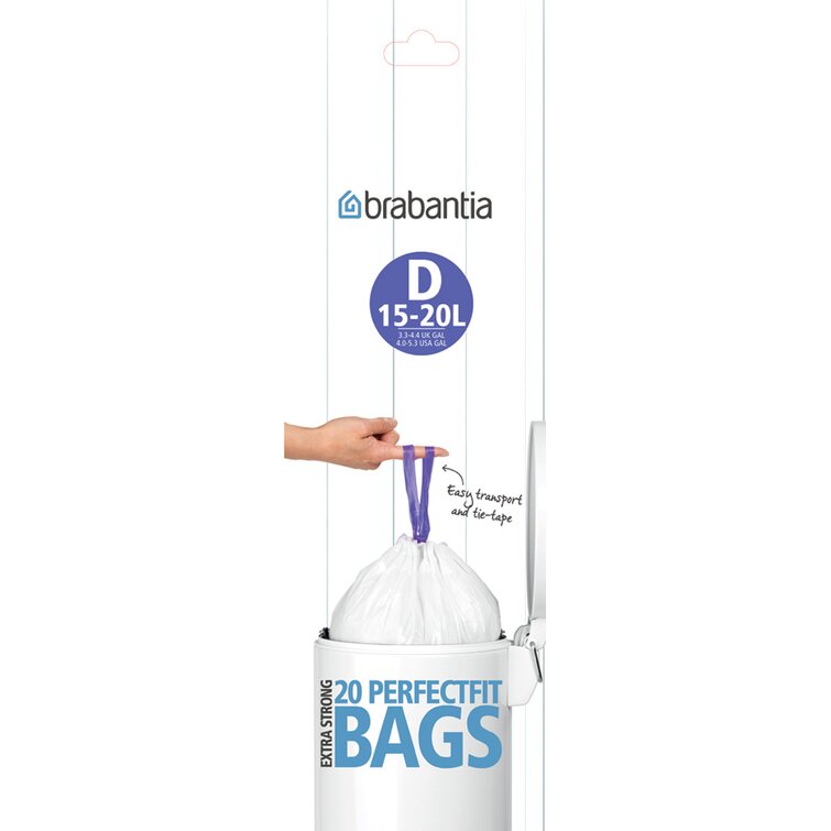 Brabantia Perfect fit Code D 5.3 Gallon Trash Bags, 240 Count