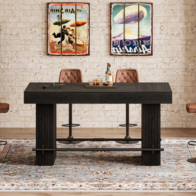 Table de bar industrielle à hauteur de comptoir de 63 pouces avec repose-pieds en métal pour cuisine Bistro