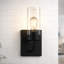 Applique murale simple en verre transparent Zephyr avec finition en métal noir