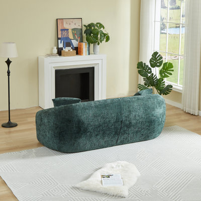 Canapé-lit inclinable incurvé convertible de 87 pouces, canapé-lit 2 en 1 escamotable, avec base coulissante et siège profond, comprend deux coussins, fauteuil inclinable en chenille, sans assemblage requis, vert