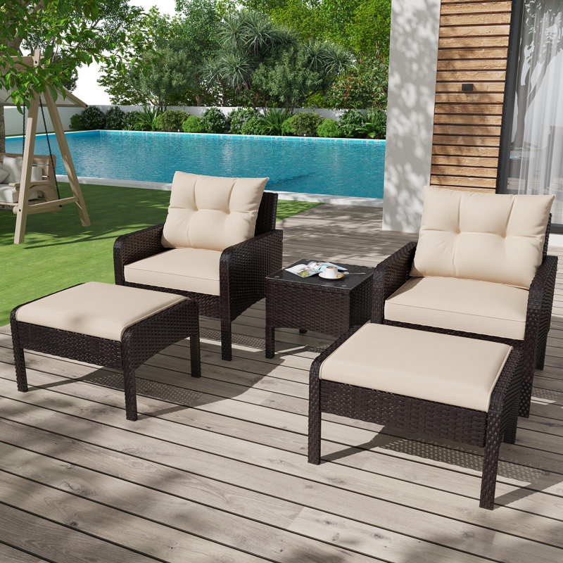 4 - Person Patio Conversation Set with Cushions, Beige