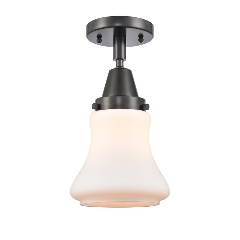 Iseabal Glass Semi Flush Mount, Matte Black
