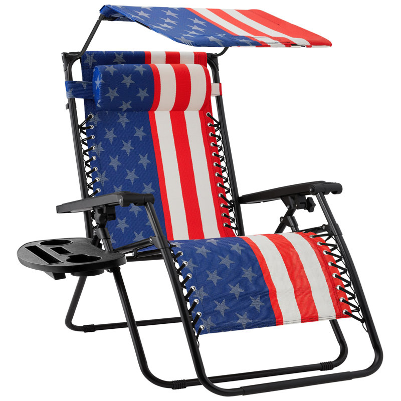 Alahia Folding Recliner Chair, Blue/White/Red