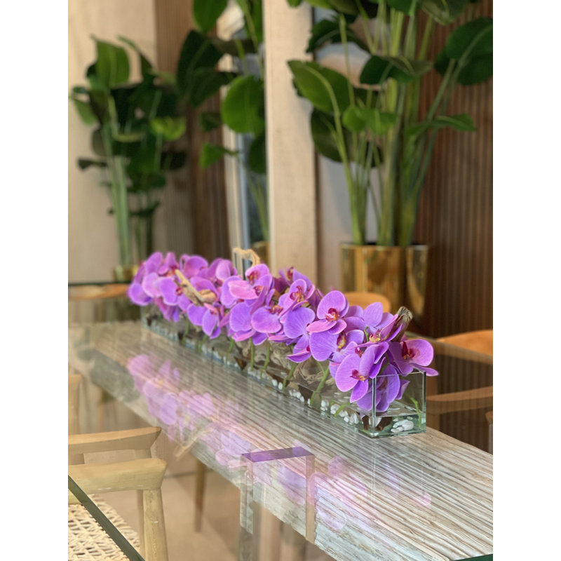 Orchid Floral Arrangement in Planter, Light Purple