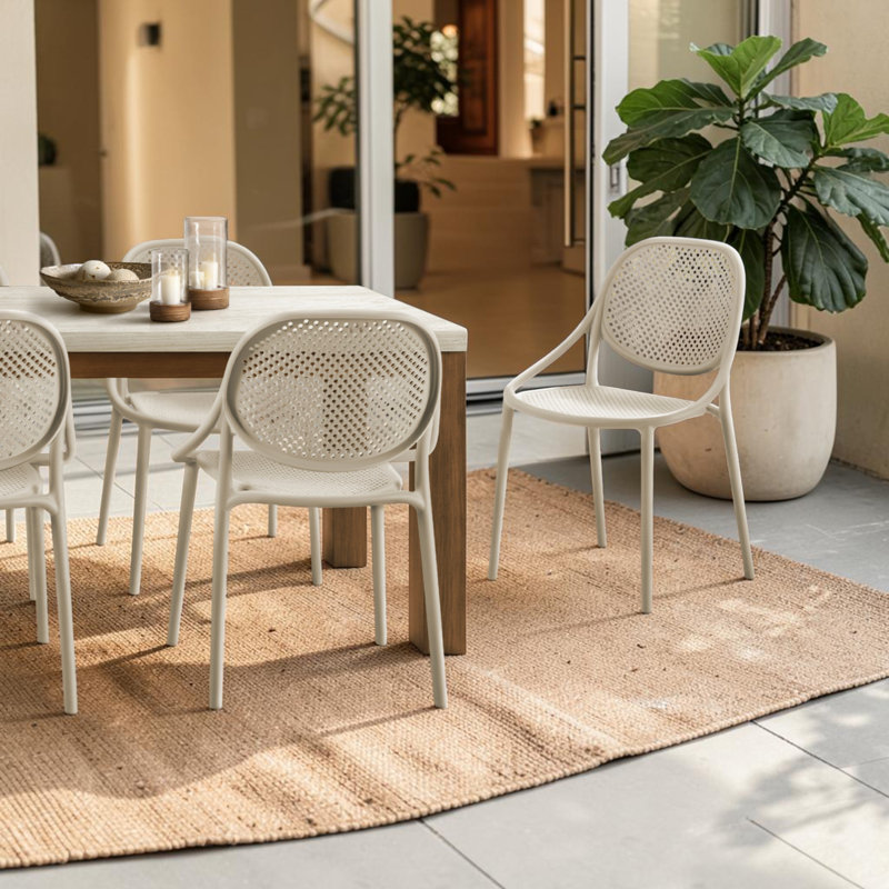 Ensemble de 4 chaises de patio taupe naturel Modern Modern, Brown
