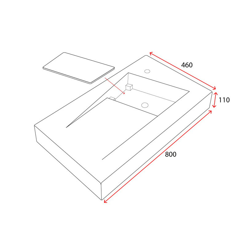 Durovin Bathrooms 460mm L x 800mm W Natural Engineered Stone Rectangular Sink