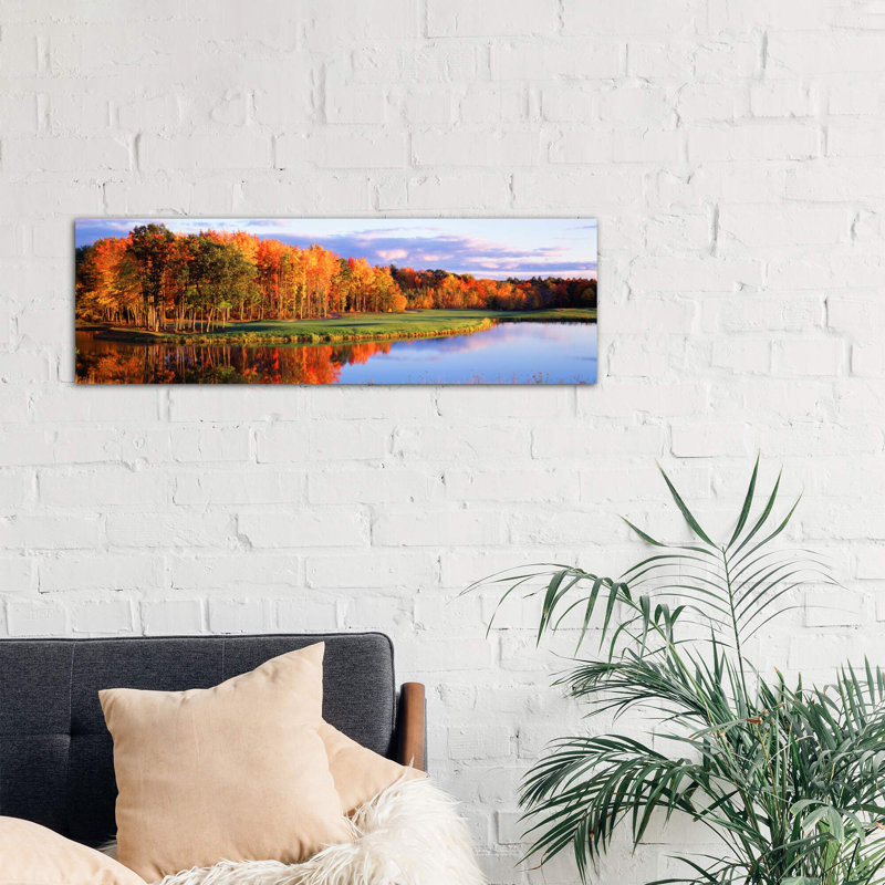 Autumn Golf Course Landscape, New England, Usa by Panoramic Images - Wrapped Canvas Panoramic Print