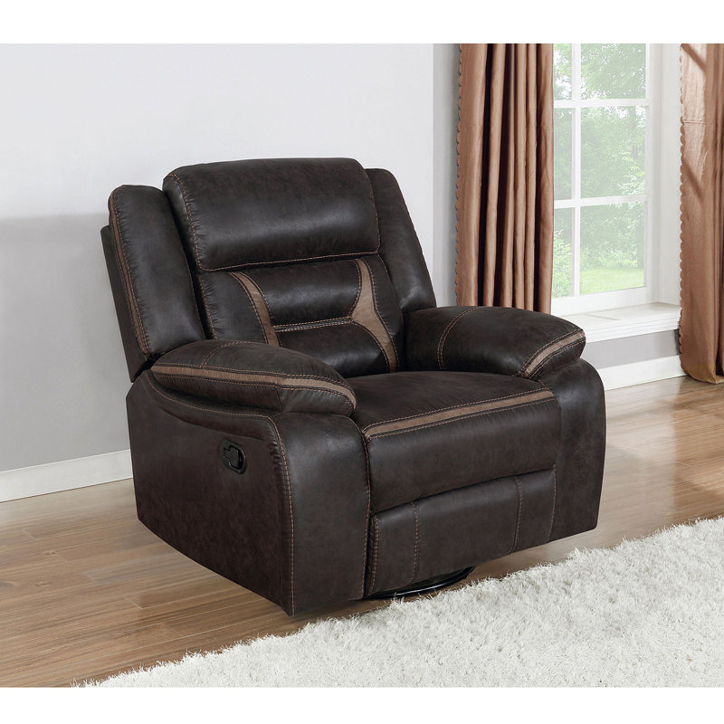 Fauteuil inclinable pivotant avec accoudoirs coussinés Brazelton, Brun
