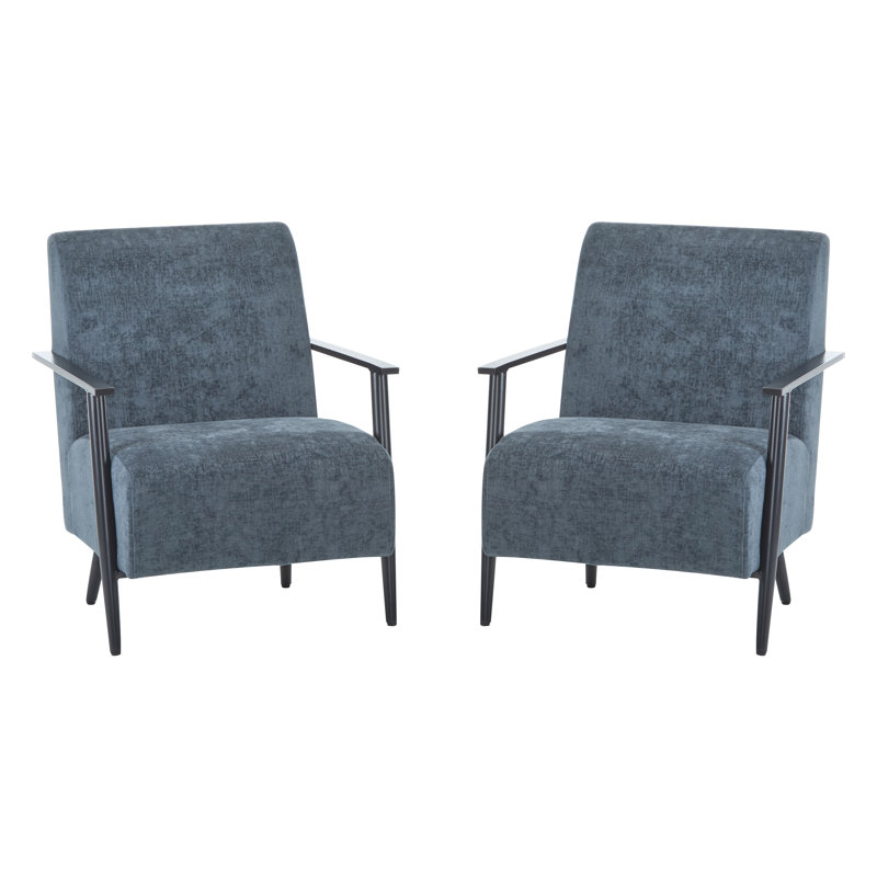Koepke Sturdy Metal Frame Lounge Chair, Blue Gray Polyester