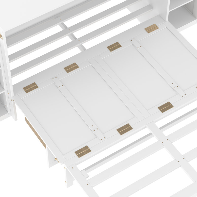 Space-Saving Full Murphy Bed With Storage, White