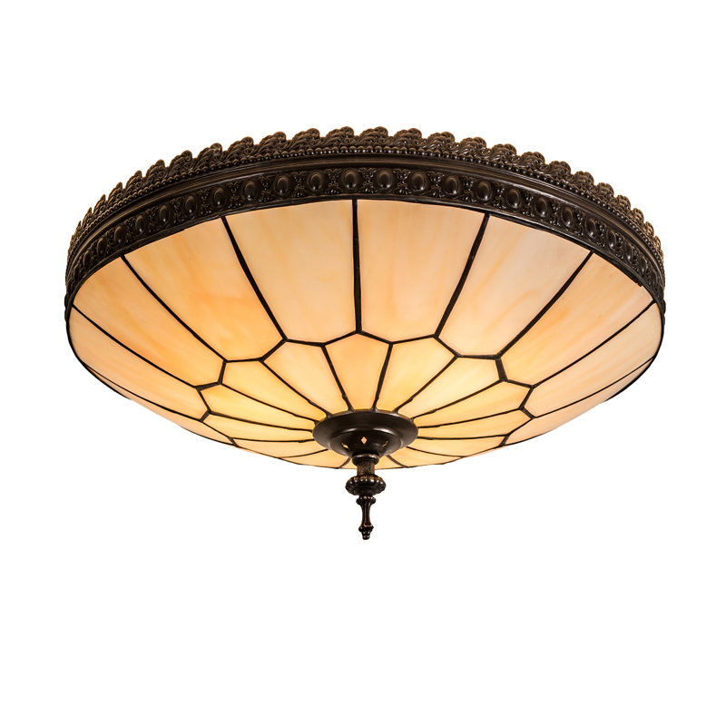 Vincent 3 - Light Flush Mount, 8" H x 15" W x 15" D, Beige Opal, Brown