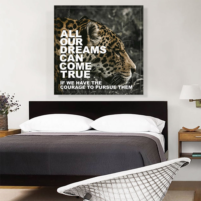 «Dreams Can Come True Have Courage Motivational», reproduction d'art textuel sur toile tendue, H 36 po x l 36 po x 1,5 po