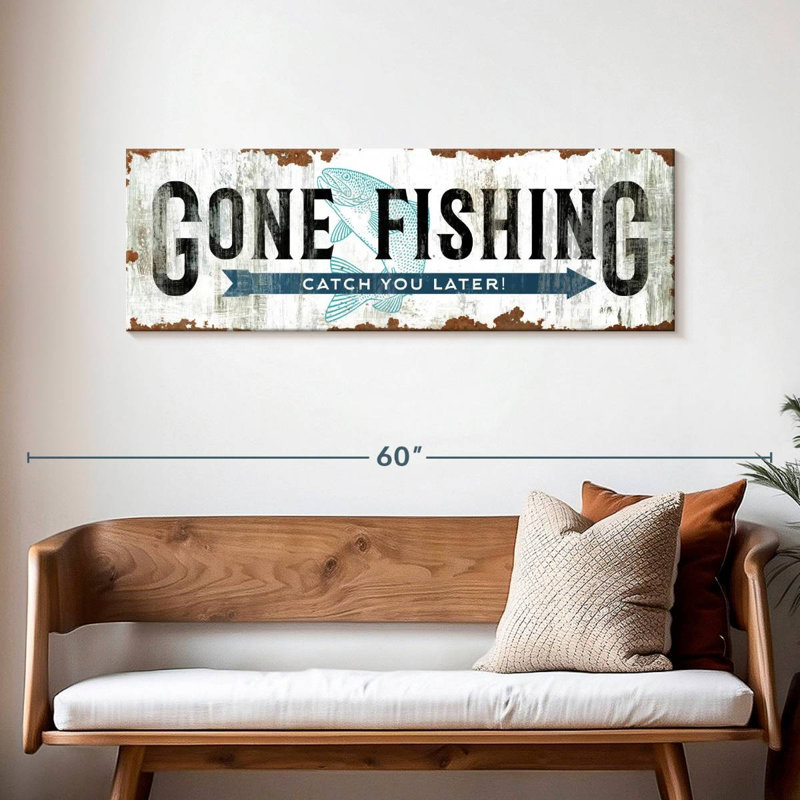 «Gone Fishing», impression sur toile, H 16 po x l 48 po x P 1,25 po