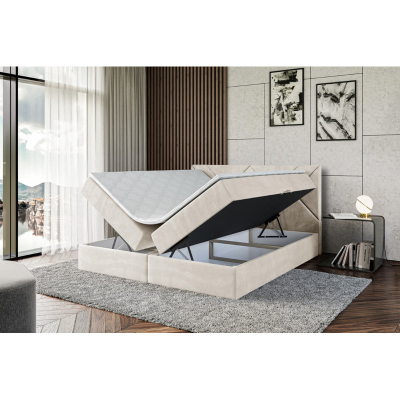 Bed, 180cm W x 200cm L, Beige Cream