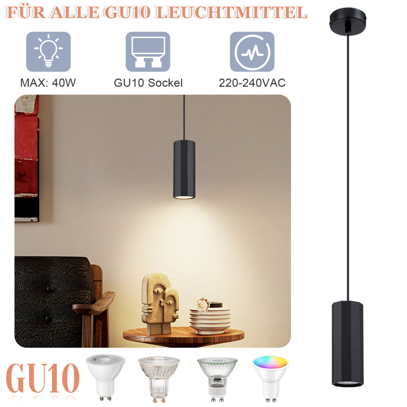 1 - Light Matte Black Cylinder Pendant