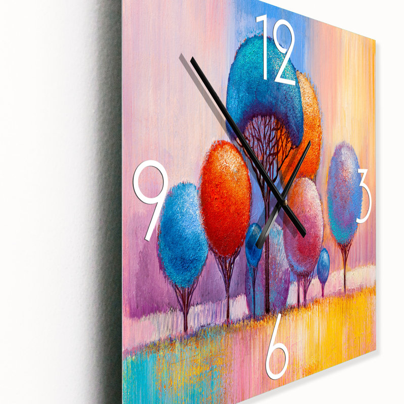 Autumn Fantasy Trees II - Horloge murale moderne, Grand