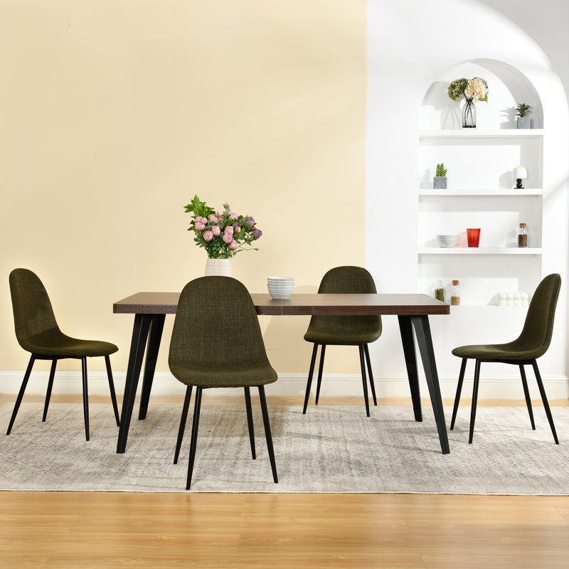 Hranislav Elegant 5 Pieces Dining Table Set 63" Rectangular Dining Table with Mid-century Modern Upholstered Chairs for Dining Room