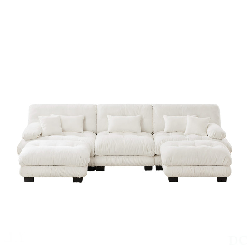 Canapé modulaire de luxe Luxury, White, 35.4" H x 133.8" W x 36" D