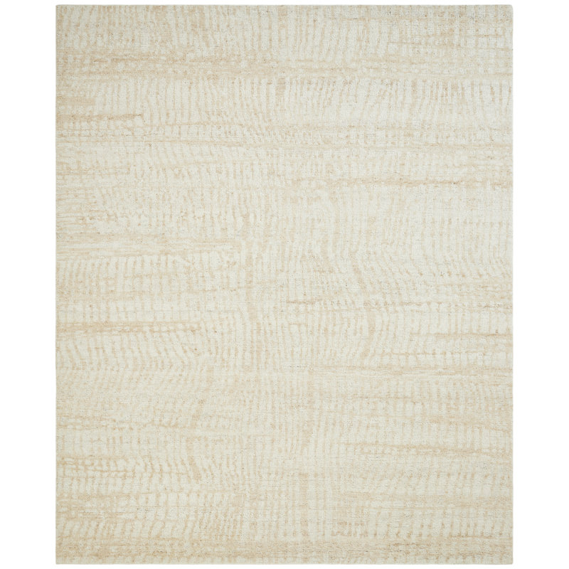 Willeke Shoreline Ivory Wool Hand Knotted Area Rug, Rectangle 10' x 14'