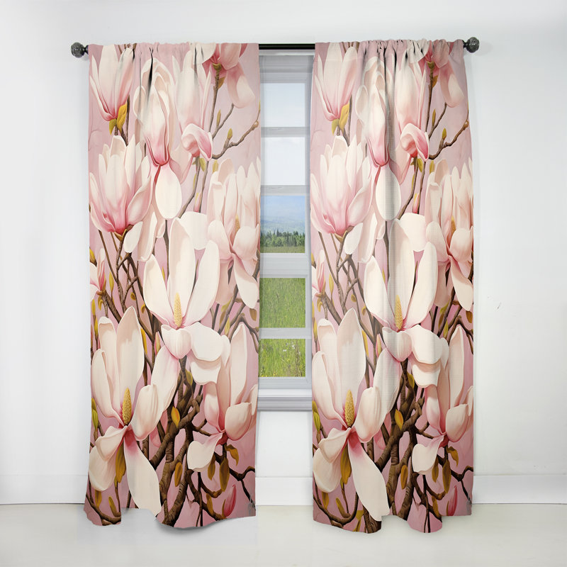 Bryer - Rideau obscurcissant floral Magnolias - 1 panneau, L 52 po x L 84 po