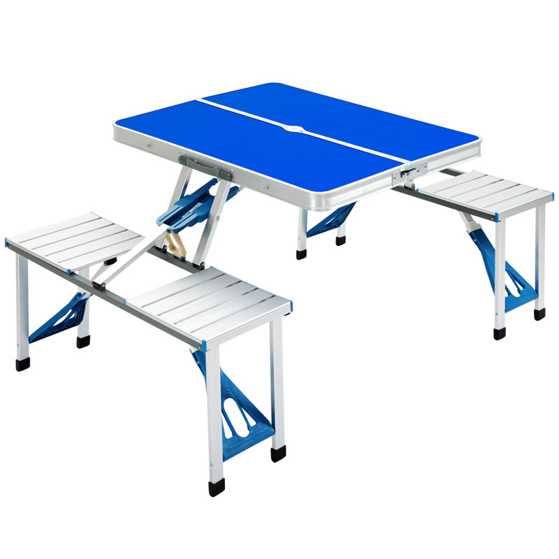Table de pique-nique pliante avec trou pour parasol Outsunny