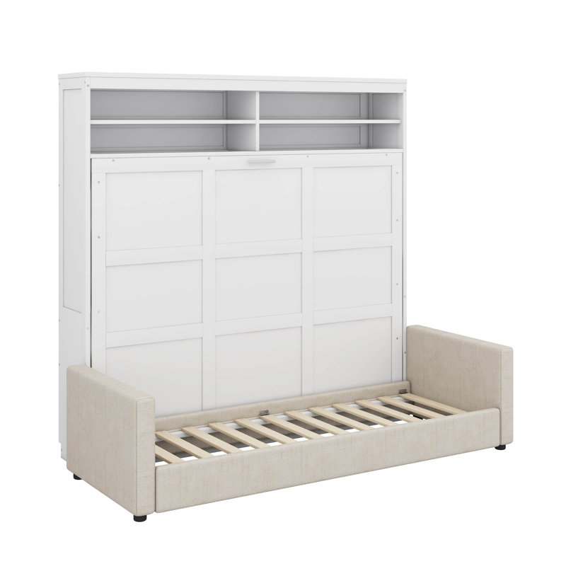 Grand lit escamotable avec canapé, Blanc