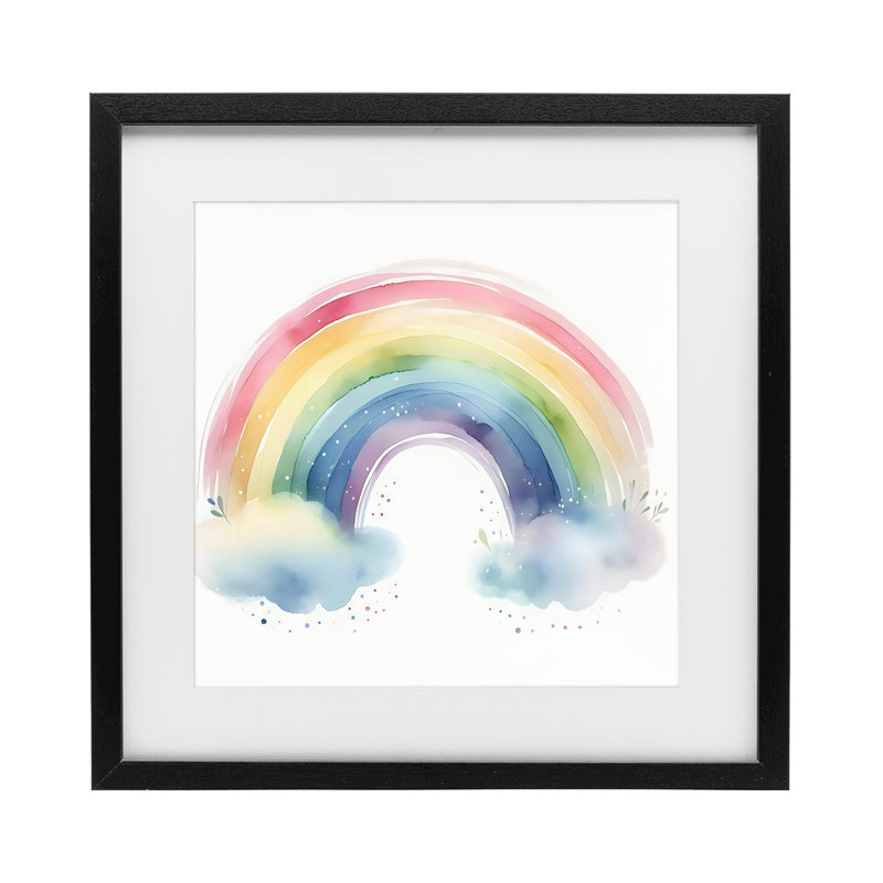 «Soft Rainbow with Clouds», reproduction encadrée sous verre, design by Creative Studio, H 13 po x l 13 po, Cadre noir minuit