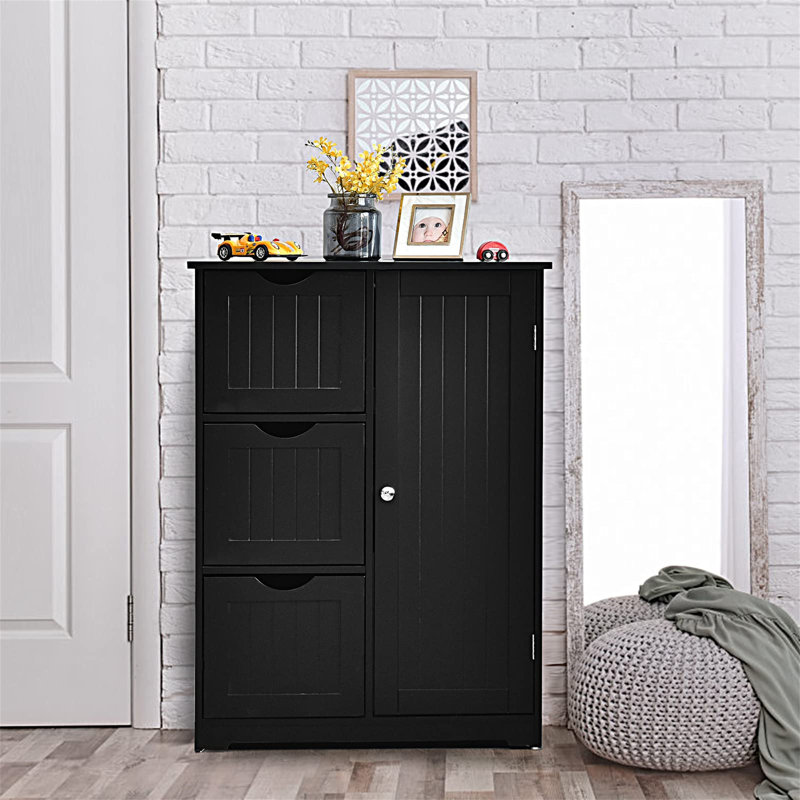 Aashritha Freestanding Bathroom Cabinet, Black