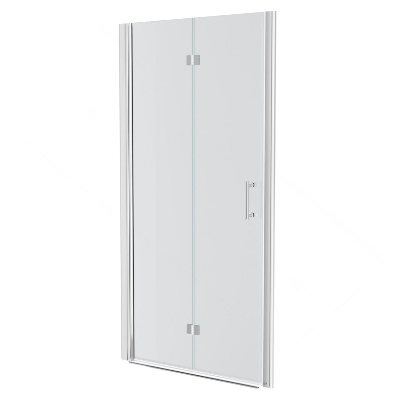 32"W X 72"H Fold Frameless Shower Door With Tempered Glass, Chrome