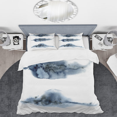 Abstract Of Dark Blue Clouds VII - Modern Duvet Cover Set - Microfiber Polyester