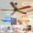 60 Inch Wood Ceiling Fan No Light With Remote Control, Low Profile Ceiling Fan Without Light,Noiseless Reversible Dc Motor With Timer-129587545-129587546