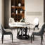 Table de salle à manger 59,01 po ronde avec plateau en marbre artificiel et base en métal noir, 6 à 8 personnes, disque rotatif blanc de 31,5 po, chaleur anticorrosion - sièges en fer, surface rotative