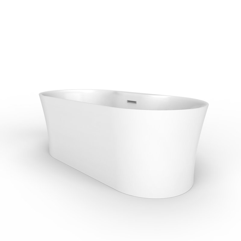Onita 67'' x 31.5'' Soaking Acrylic Bathtub, White/Polished Brass