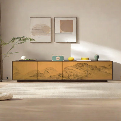 Natural Pine TV Stand with Ample Storage
