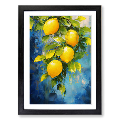 Lemon Fruit Impressionism No.3 - Single Picture Frame Print on Wood