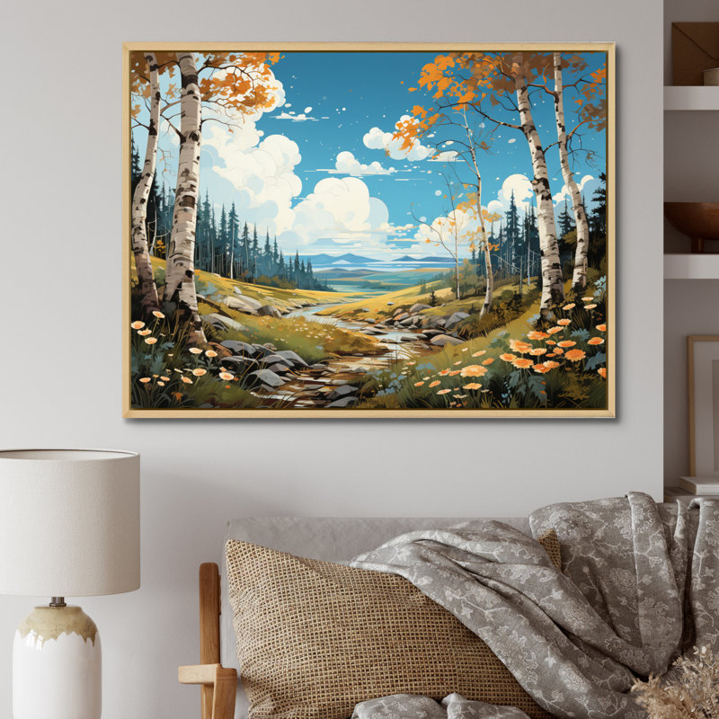 Birch Woods Whispering Winds XIII - impression, H 30 po x l 40 po x P 1,5 po, Cadre naturel flottant