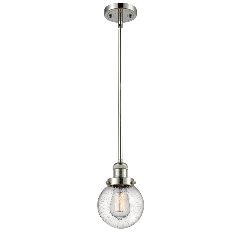 Luminaire suspendu sphère 1 lumière Zarmayr, Ampoule non incluse, Grainé, Nickel poli