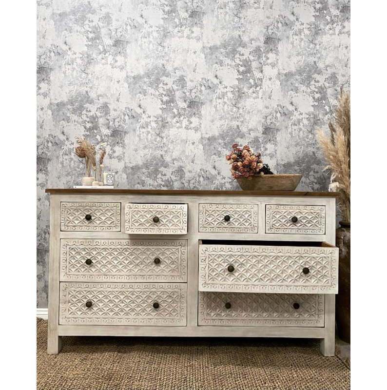 Ahmi Solid Wood 160cm W 8 - Drawer Chest of Drawers