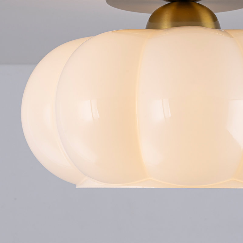 Plafonnier semi-encastré 1 lumière en verre blanc