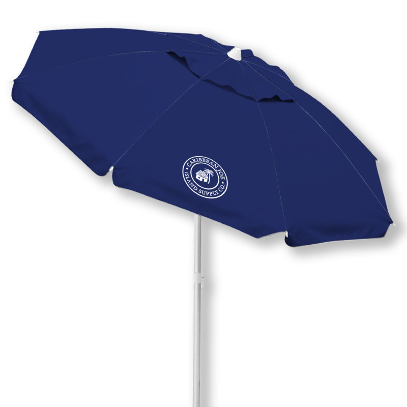 Navy and White 8ft Octagon Beach Umbrella with Steel Pole