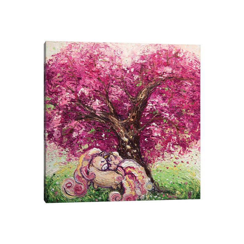 Tree of Love and Unicorns 1 Piece Painting on Canvas, 66.04 cm H x 66.04 cm W x 1.91 cm D, Wrapped Canvas